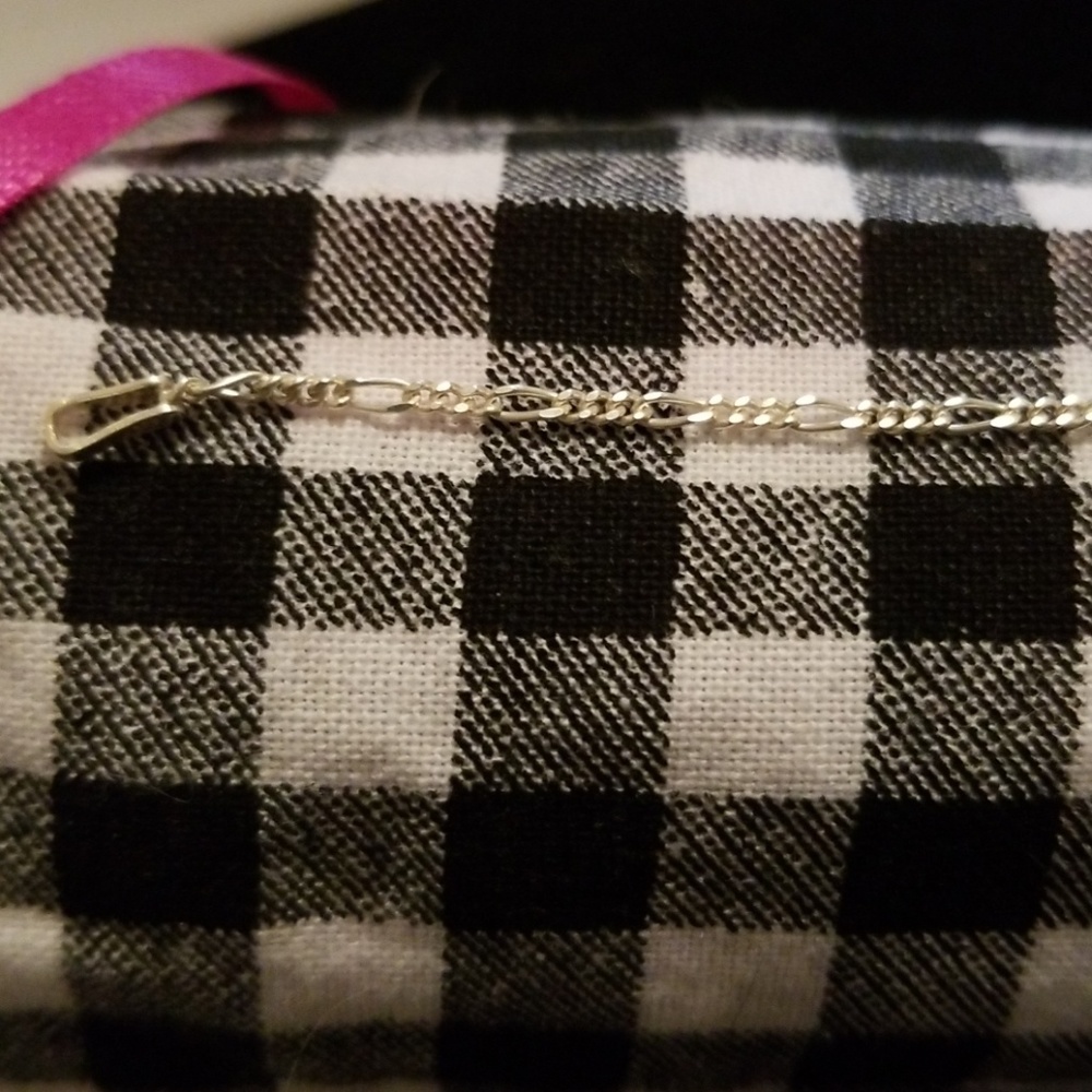 Italian Sterling Silver Figaro Chain Anklet 6.5"